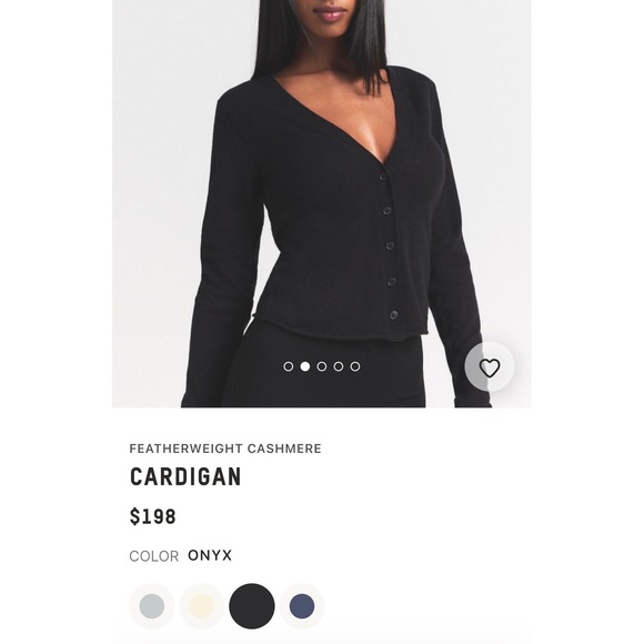 Skims Featherweight Cashmere‎ Cardigan V Neck Onyx Black Size Large NWT - Picture 3 of 9